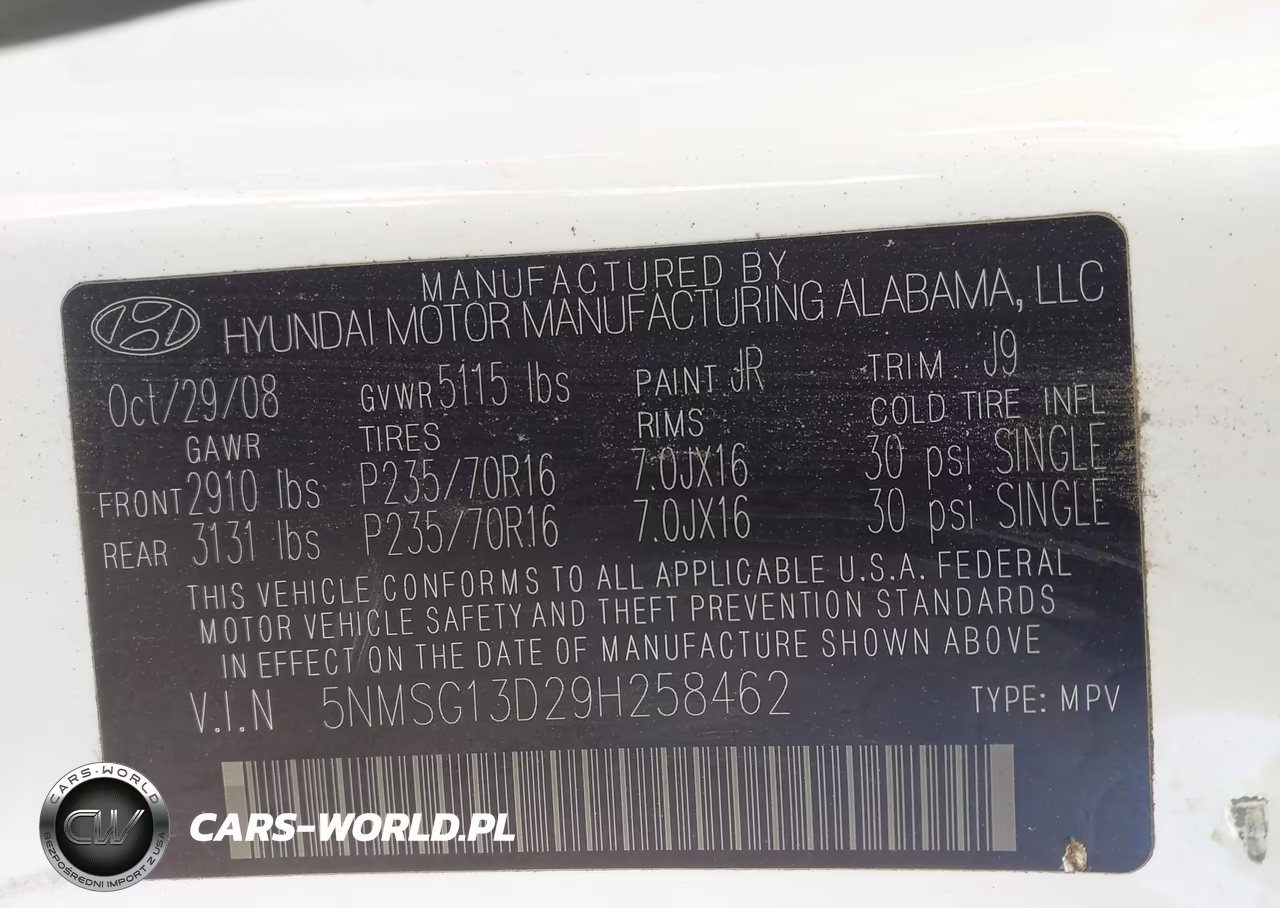 2009 Hyundai Santa Fe Gls VIN:5NMSG13D29H258462 - 9