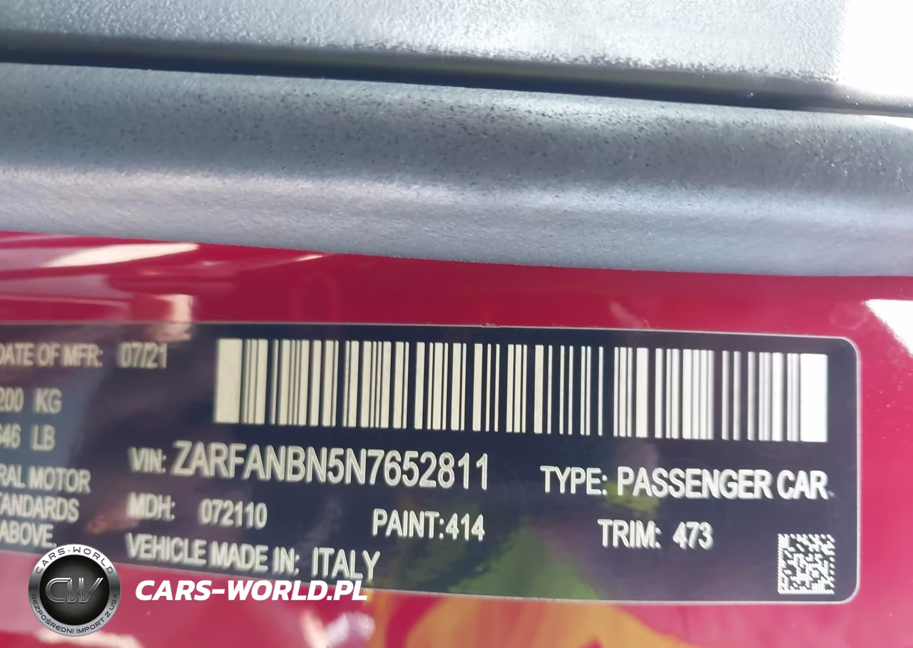 2022 Alfa Romeo Giulia Veloce Awd VIN:ZARFANBN5N7652811 - 9