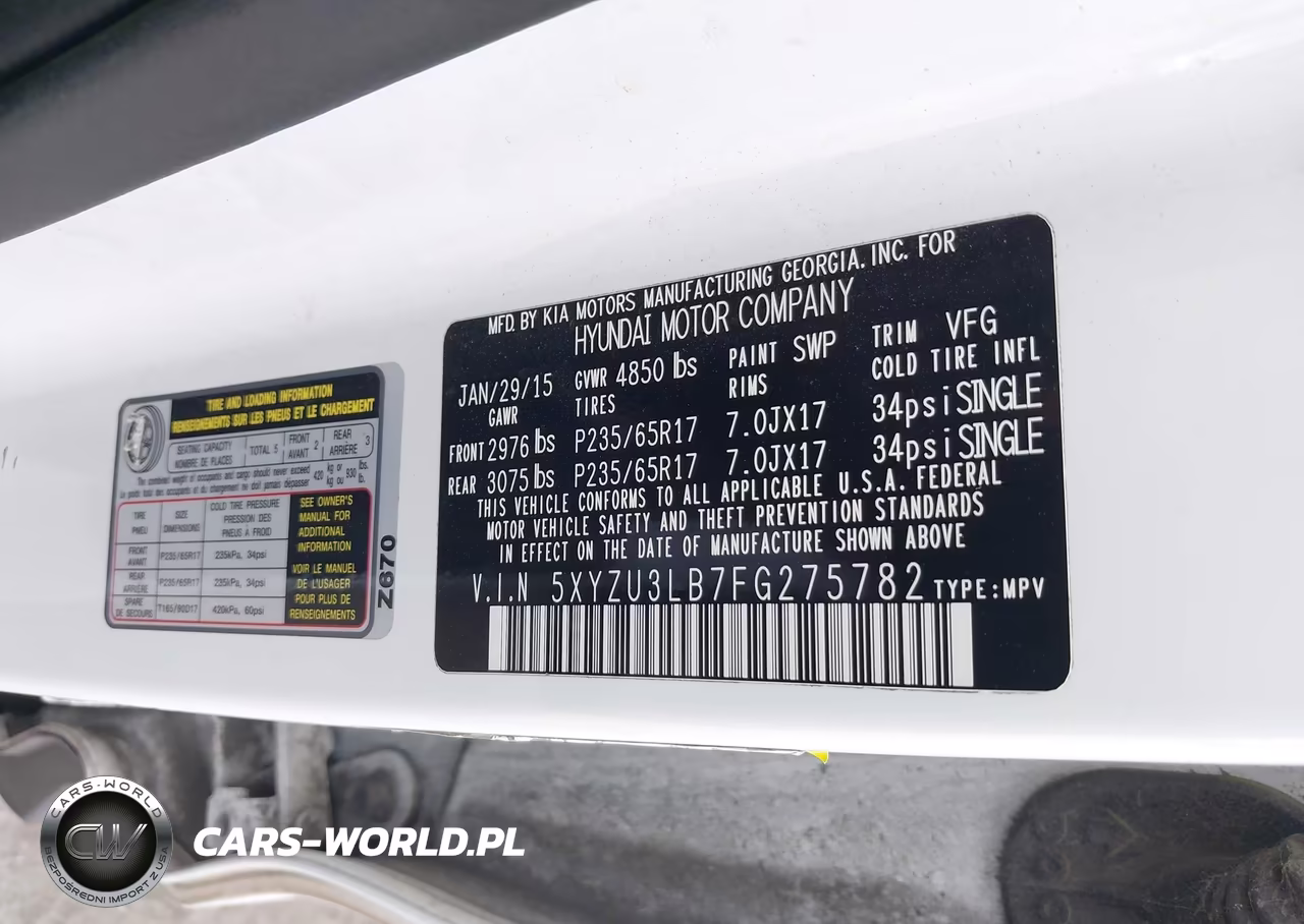2015 Hyundai Santa Fe Sport 2.4L VIN:5XYZU3LB7FG275782 - 9