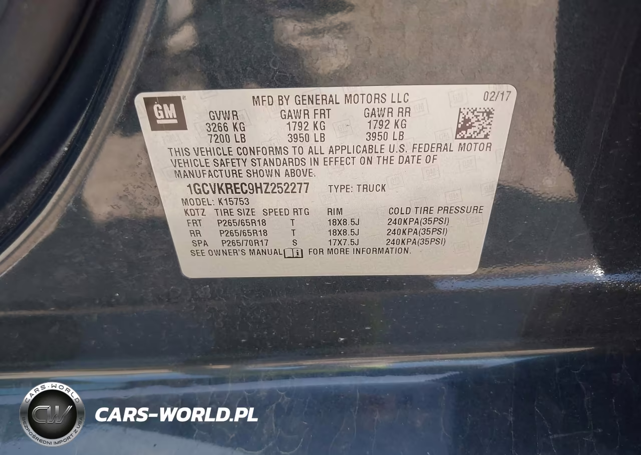 2017 Chevrolet Silverado 1500 2Lt VIN:1GCVKREC9HZ252277 - 9