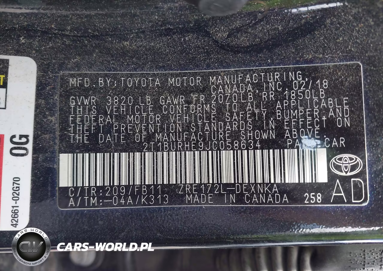 2018 Toyota Corolla Le VIN:2T1BURHE9JC058634 - 9