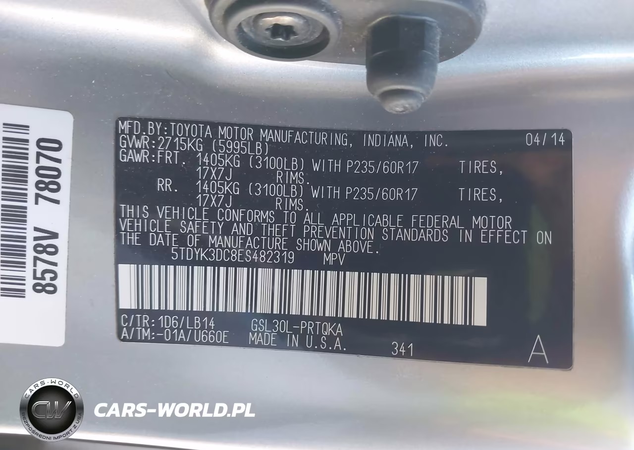 2014 Toyota Sienna Xle V6 8 Passenger VIN:5TDYK3DC8ES482319 - 9
