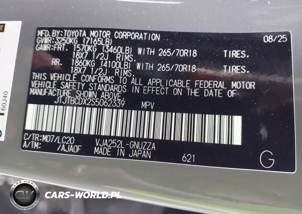 2025 Lexus Gx 550 Overtrail VIN:JTJTBCDX2S5062339 - 9