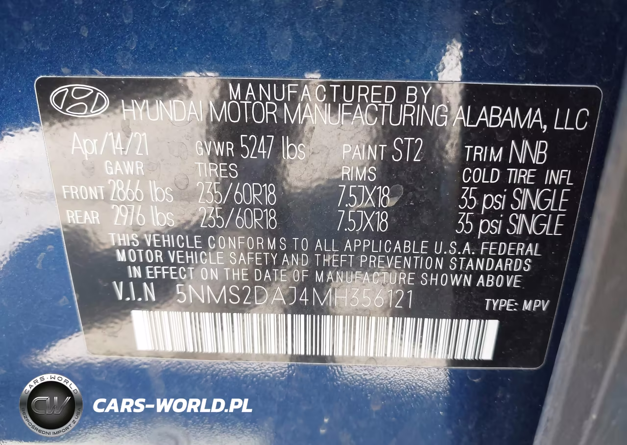 2021 Hyundai Santa Fe Sel VIN:5NMS2DAJ4MH356121 - 9