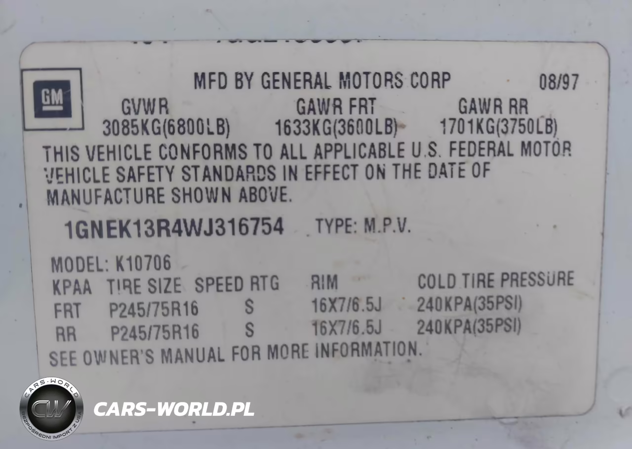 1998 Chevrolet Tahoe Ls VIN:1GNEK13R4WJ316754 - 9