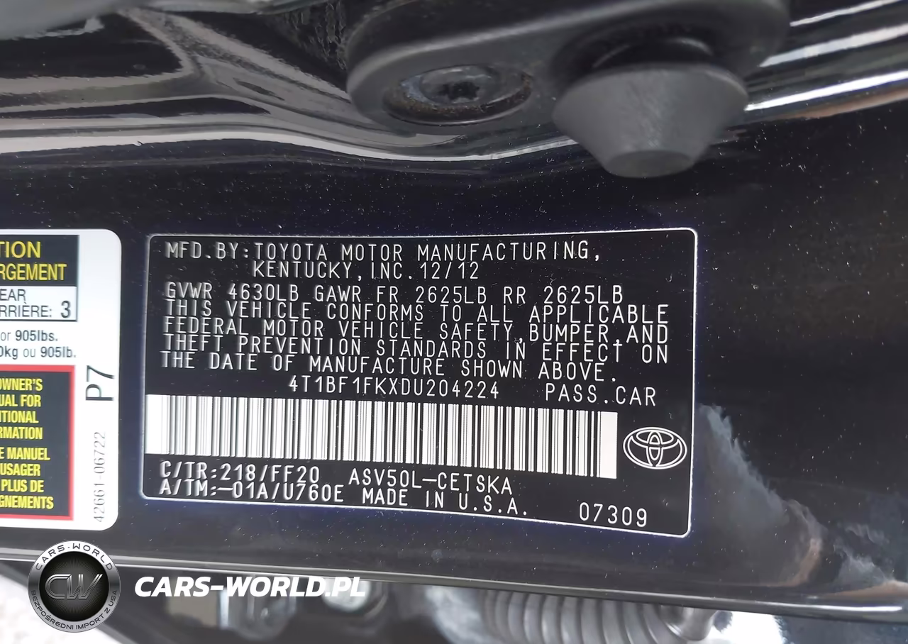 2013 Toyota Camry Se VIN:4T1BF1FKXDU204224 - 9