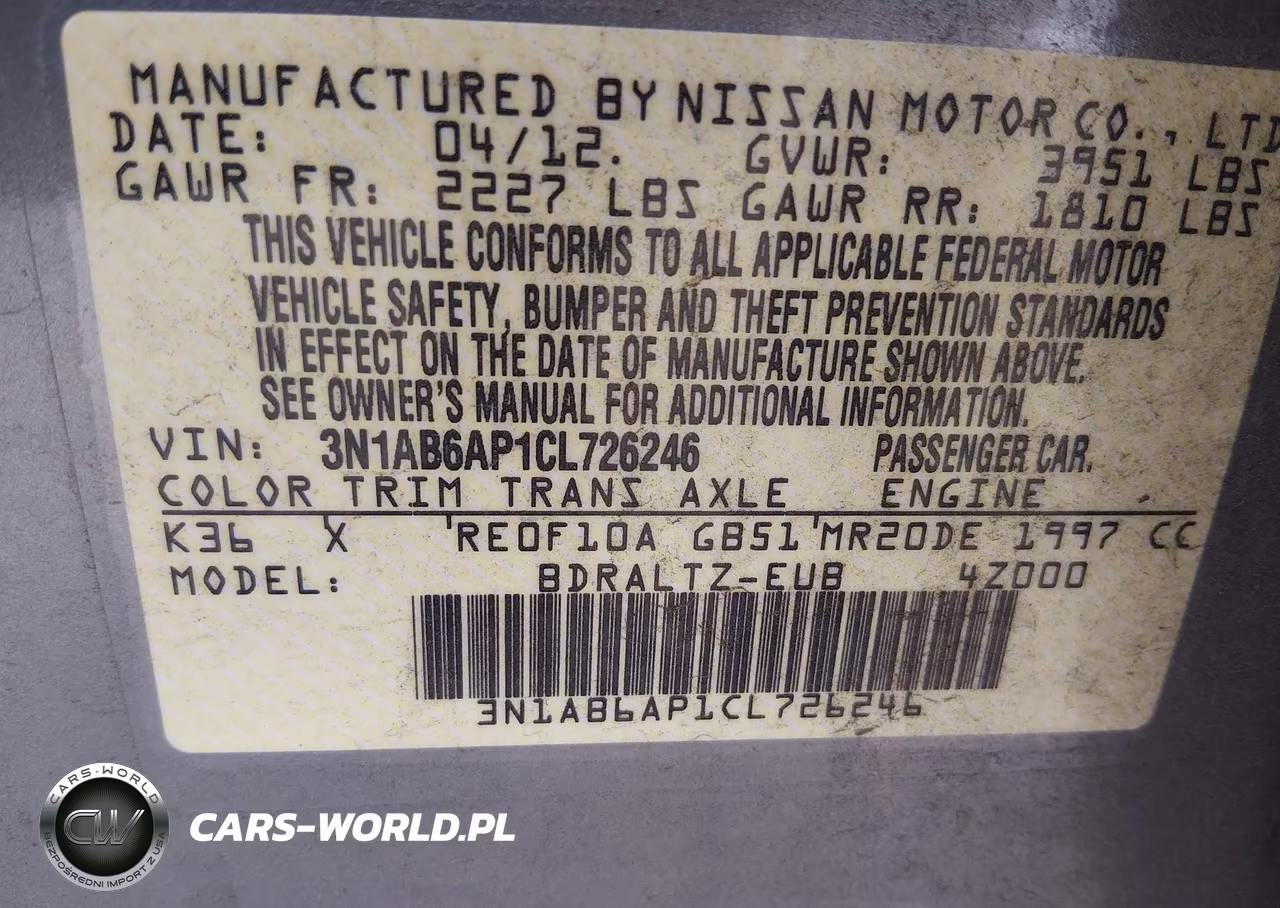 2012 Nissan Sentra 2.0 S VIN:3N1AB6AP1CL726246 - 9