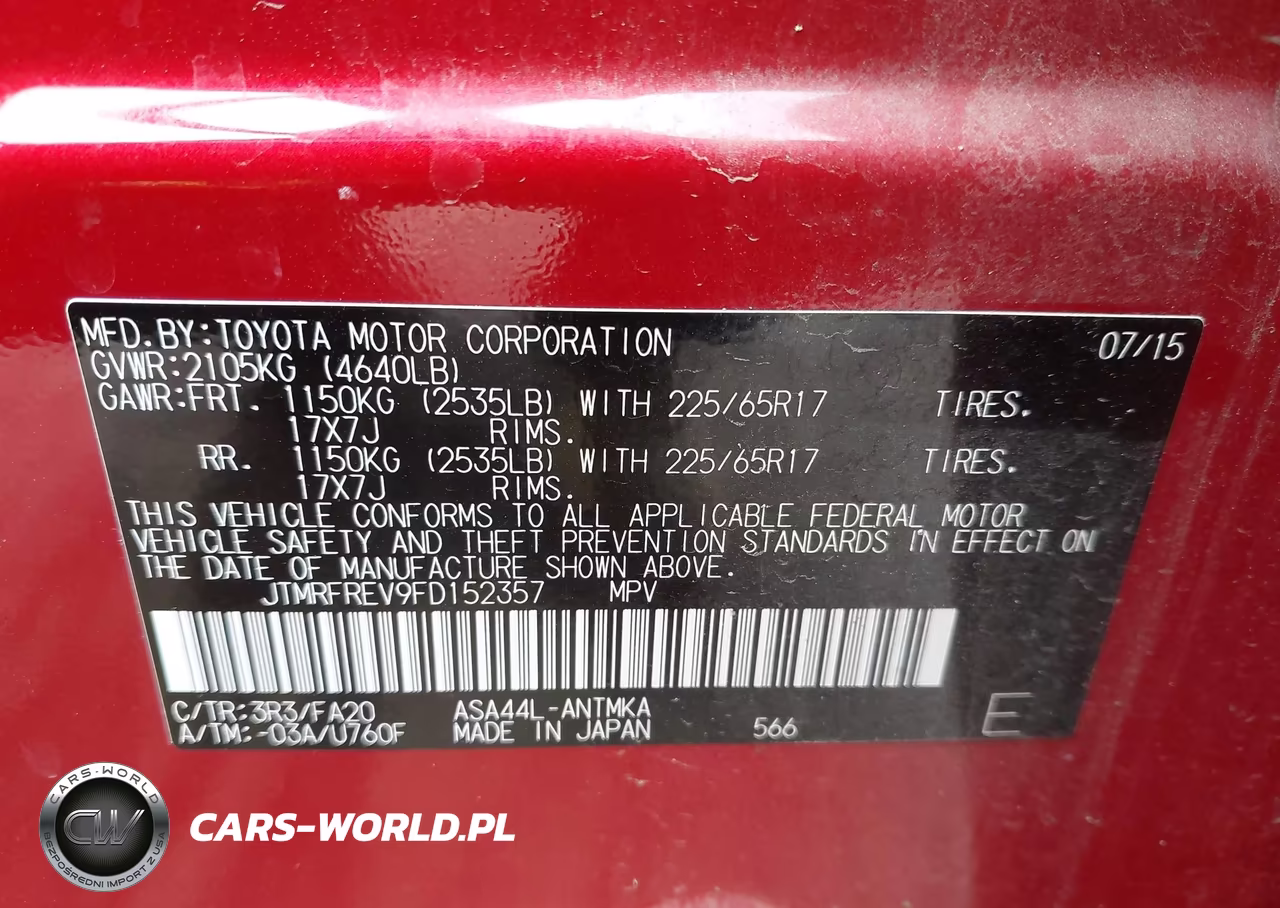2015 Toyota Rav4 Xle VIN:JTMRFREV9FD152357 - 9