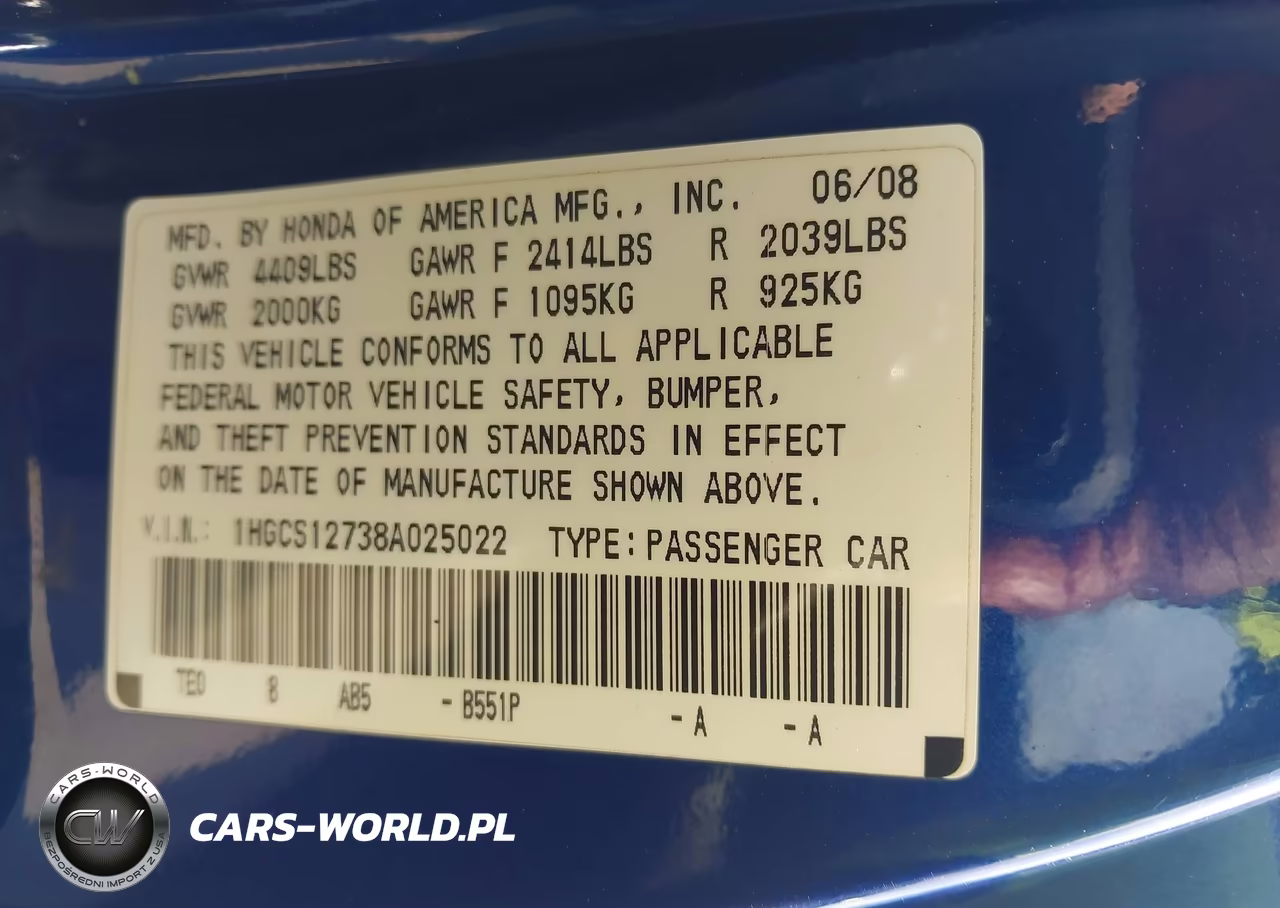 2008 Honda Accord 2.4 Ex VIN:1HGCS12738A025022 - 9