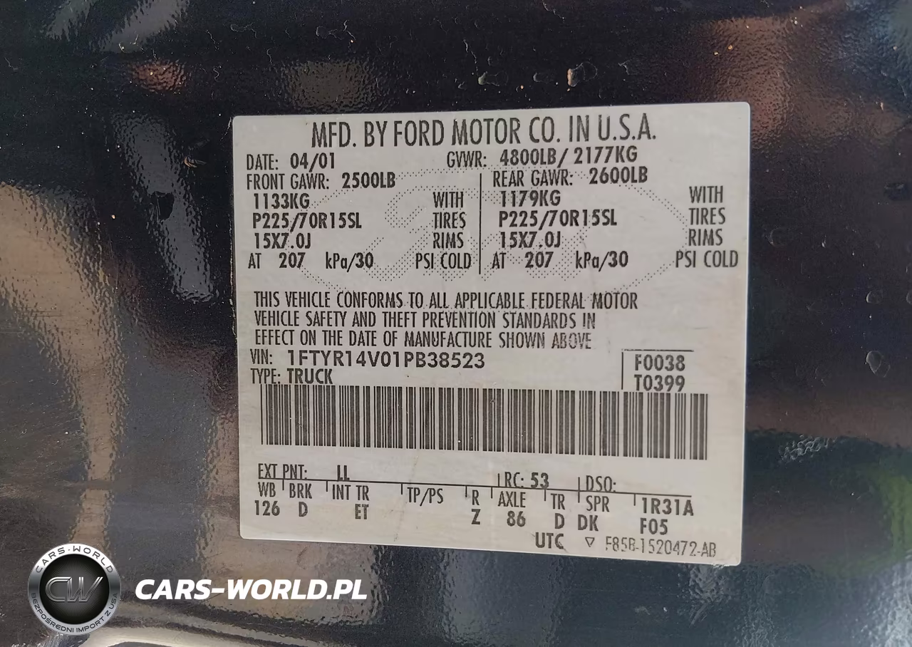 2001 Ford Ranger Edge-Xl-Xlt VIN:1FTYR14V01PB38523 - 9