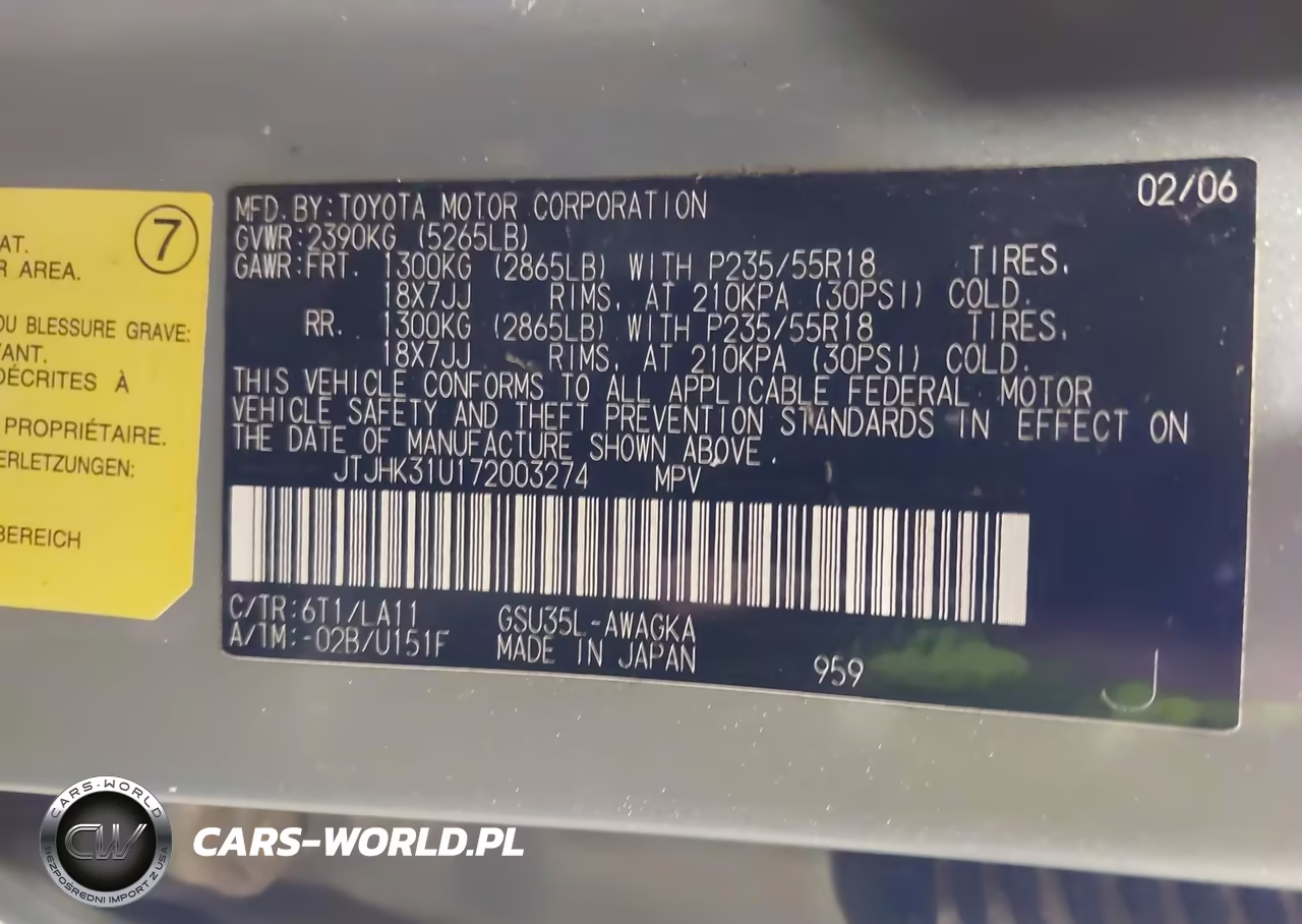 2007 Lexus Rx 350 VIN:JTJHK31U172003274 - 9