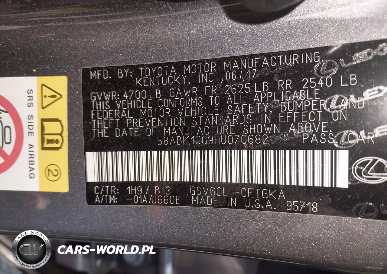 2017 Lexus Es 350 VIN:58ABK1GG9HU070682 - 9