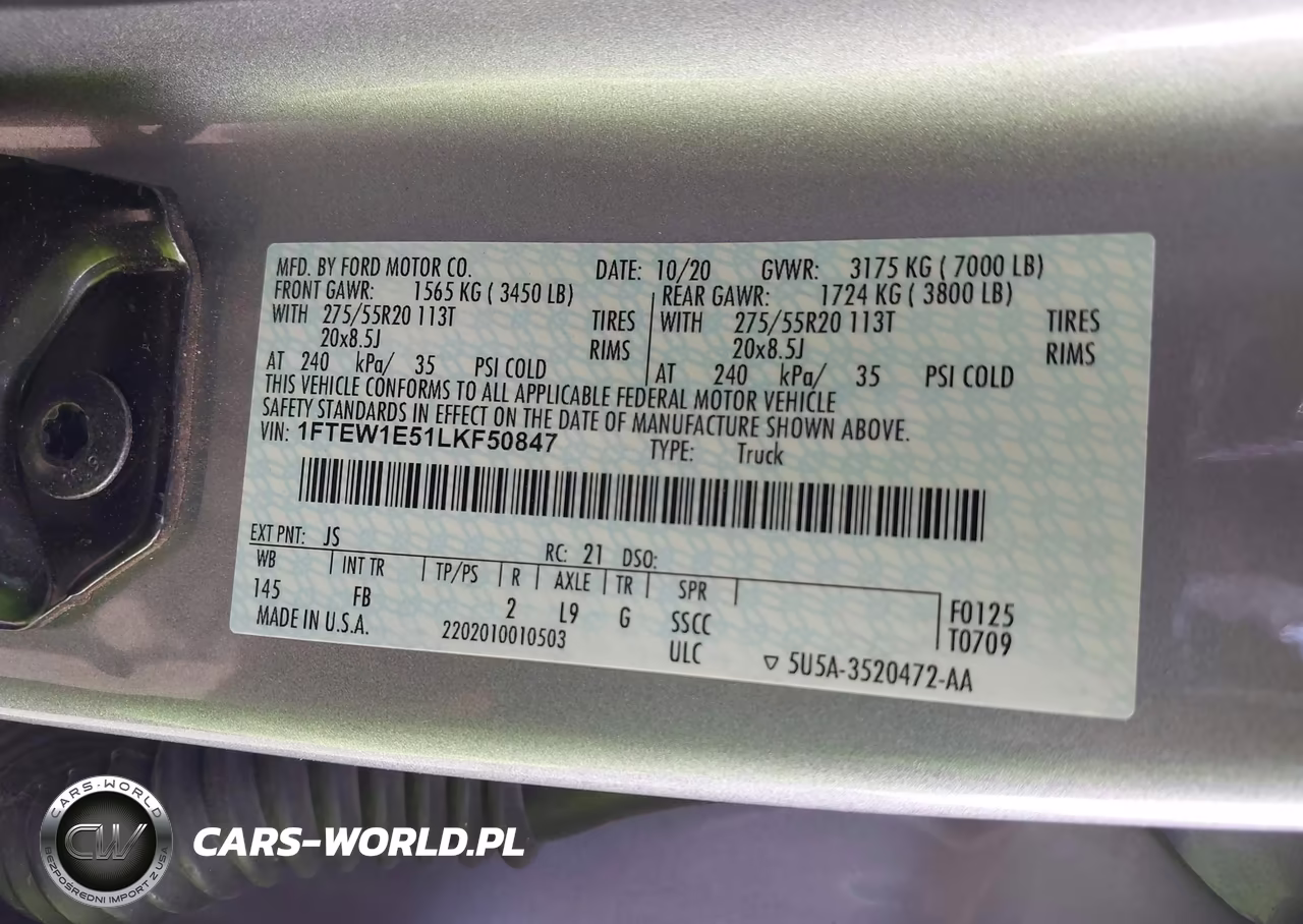 2020 Ford F-150 Xlt VIN:1FTEW1E51LKF50847 - 9