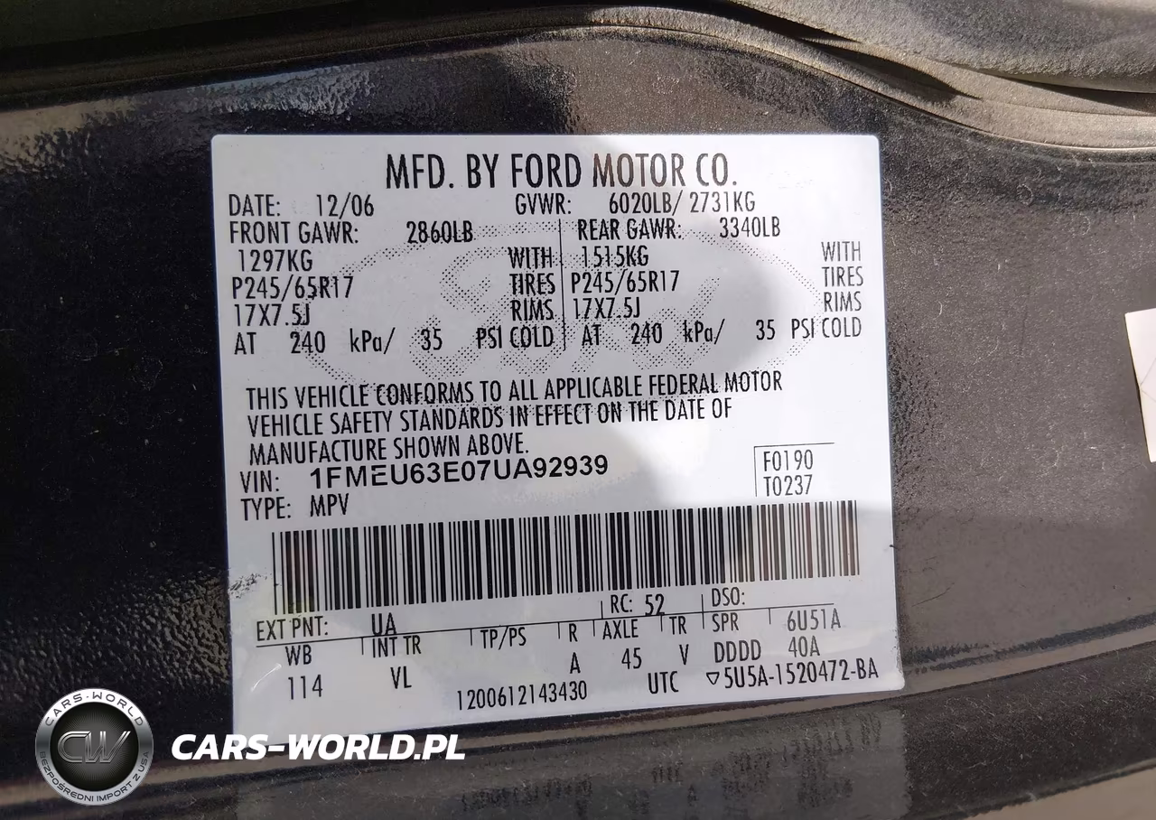 2007 Ford Explorer Xlt VIN:1FMEU63E07UA92939 - 9