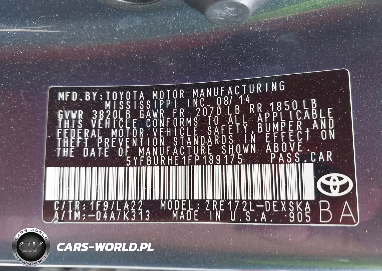 2015 Toyota Corolla S Premium VIN:5YFBURHE1FP189175 - 9
