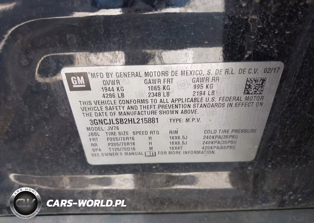 2017 Chevrolet Trax Lt VIN:3GNCJLSB2HL215881 - 9