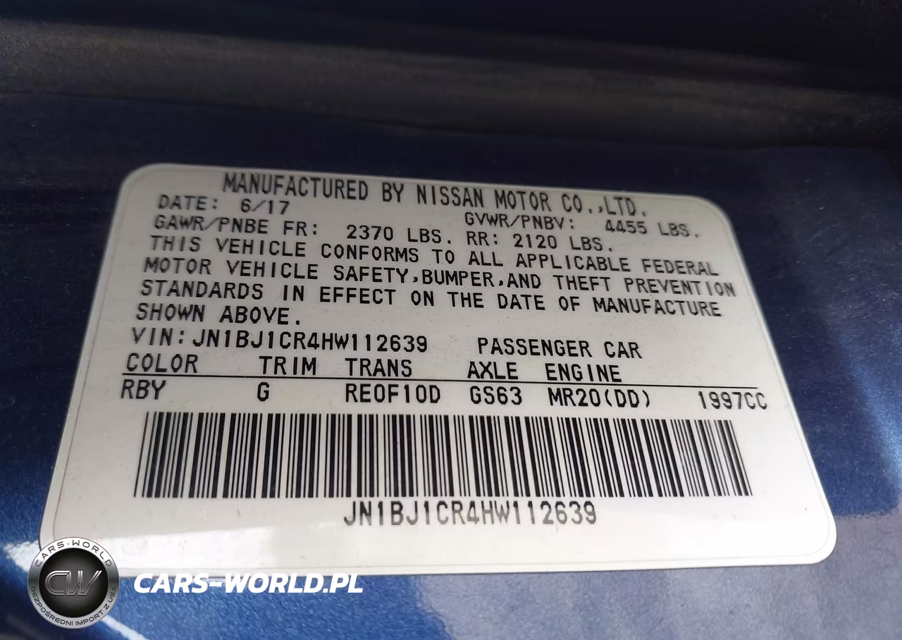NISSAN ROGUE SPOR VIN:JN1BJ1CR4HW112639 - 9