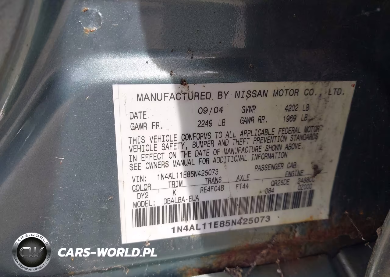 2005 Nissan Altima 2.5 S VIN:1N4AL11E85N425073 - 9