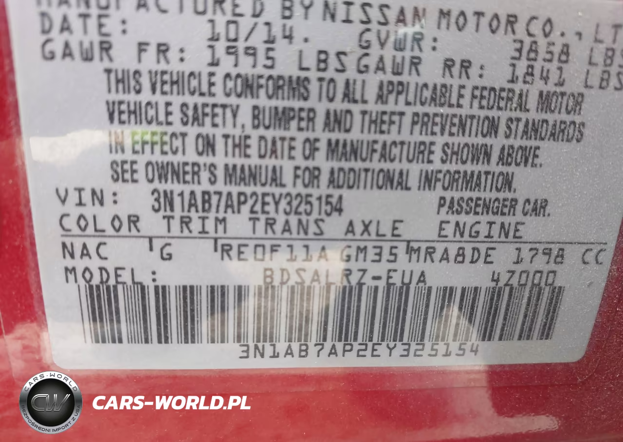 2014 Nissan Sentra Sr VIN:3N1AB7AP2EY325154 - 9
