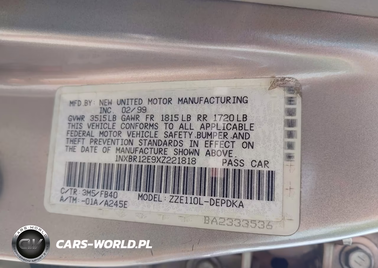 1999 Toyota Corolla Ce VIN:1NXBR12E9XZ221818 - 9