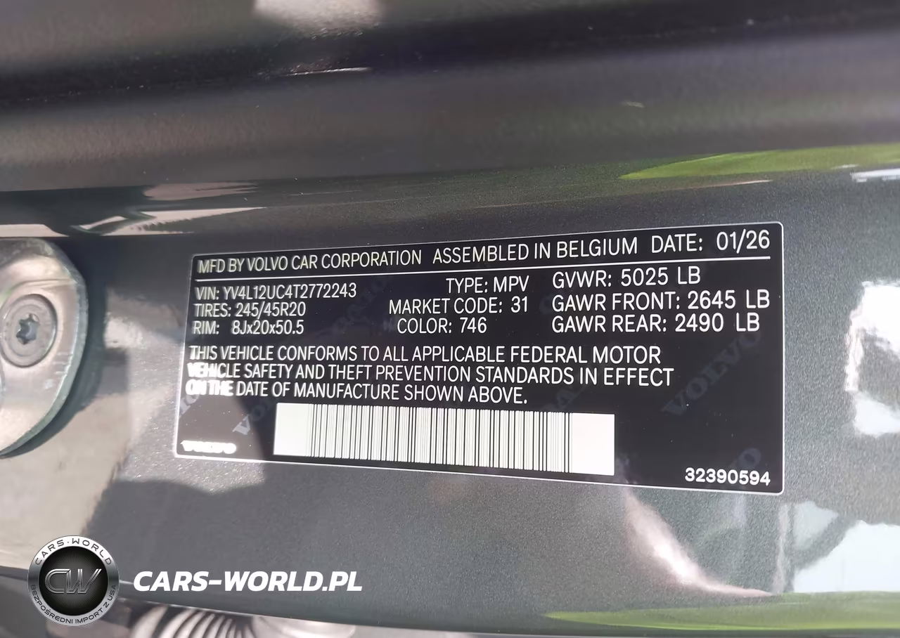 2026 Volvo Xc40 Plus, B5 Awd Gas (Mild Hybrid), Dark VIN:YV4L12UC4T2772243 - 9