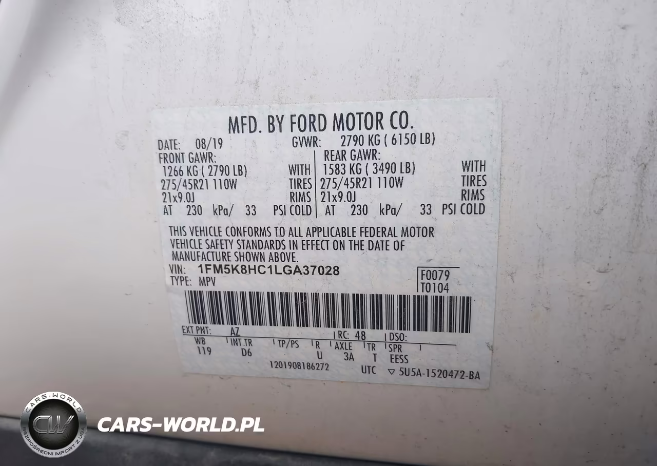 2020 Ford Explorer Platinum VIN:1FM5K8HC1LGA37028 - 9