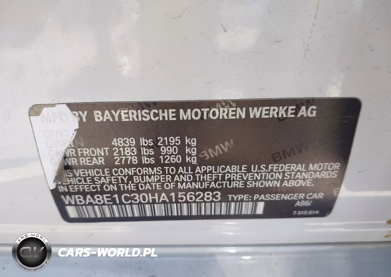 2017 BMW 330E Iperformance VIN:WBA8E1C30HA156283 - 9