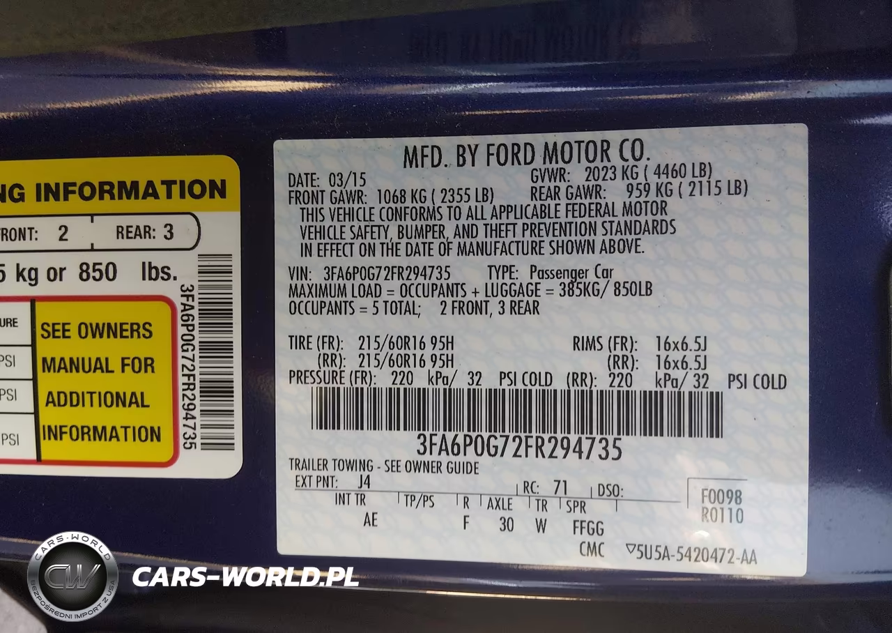 2015 Ford Fusion S VIN:3FA6P0G72FR294735 - 9