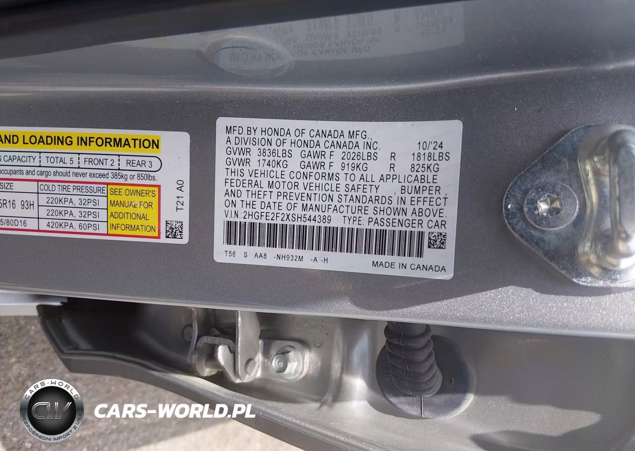 2025 Honda Civic Lx VIN:2HGFE2F2XSH544389 - 9