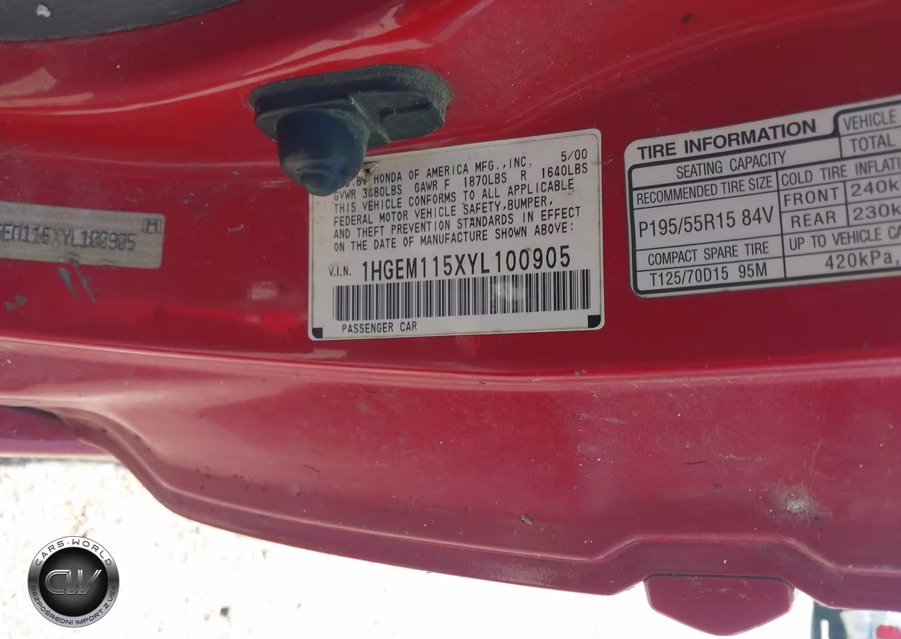 2000 Honda Civic Si VIN:1HGEM115XYL100905 - 9