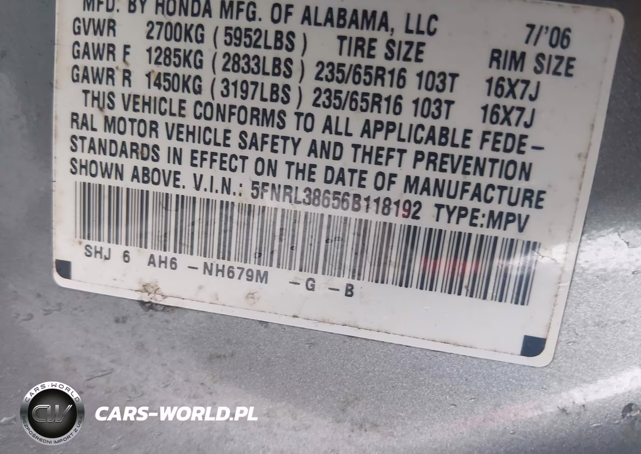 2006 Honda Odyssey Ex-L VIN:5FNRL38656B118192 - 9