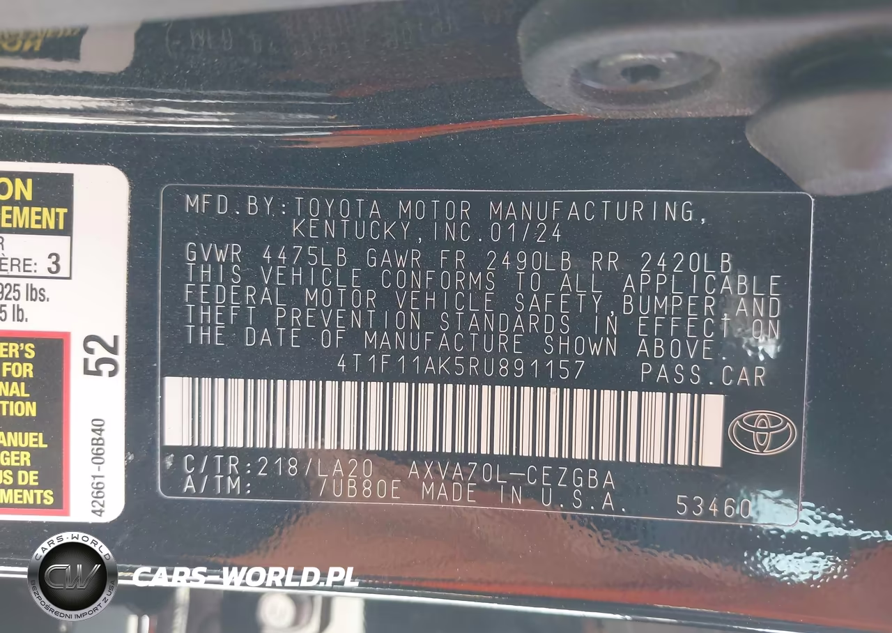 2024 Toyota Camry Xle VIN:4T1F11AK5RU891157 - 9