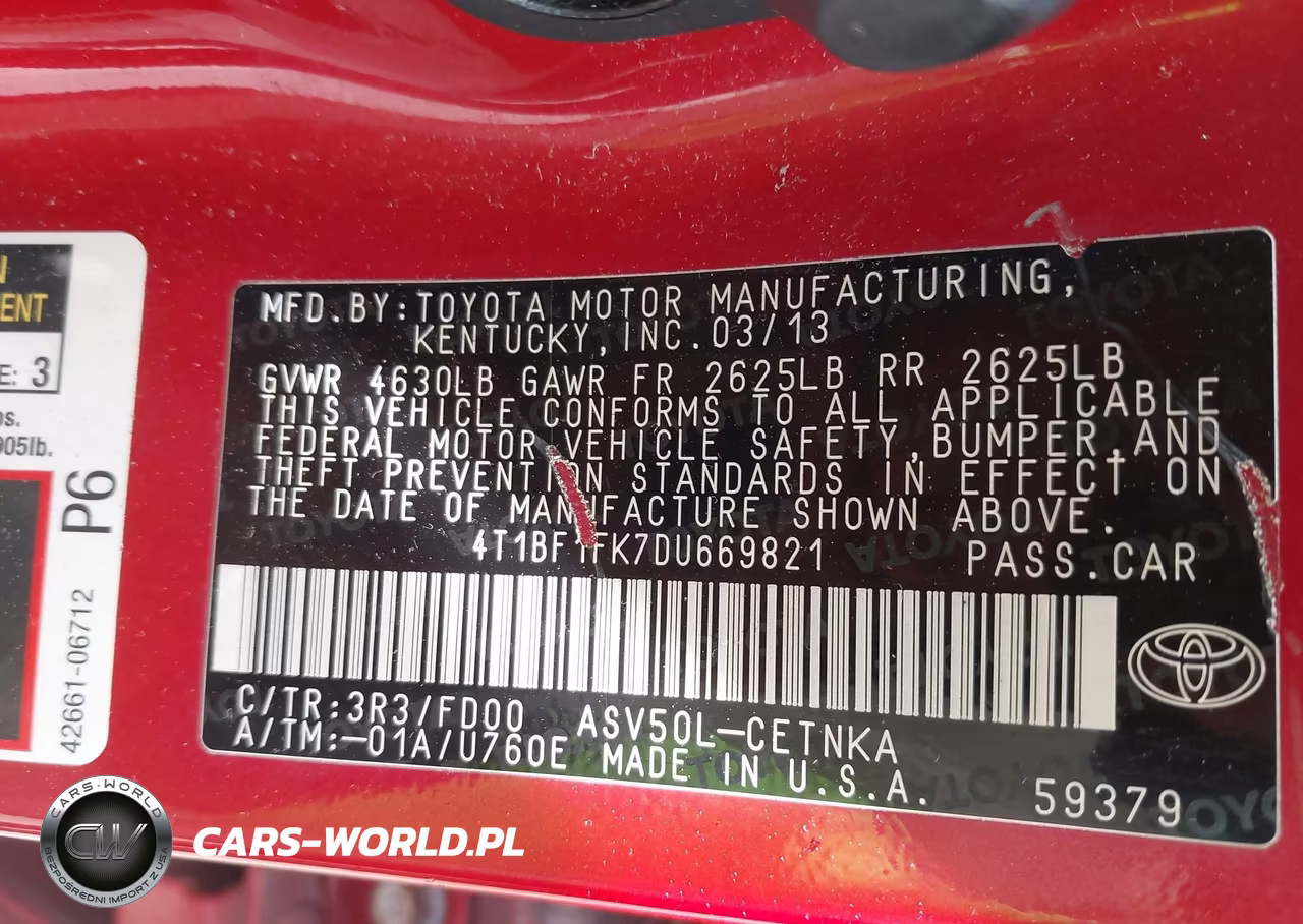 2013 Toyota Camry Le VIN:4T1BF1FK7DU669821 - 9
