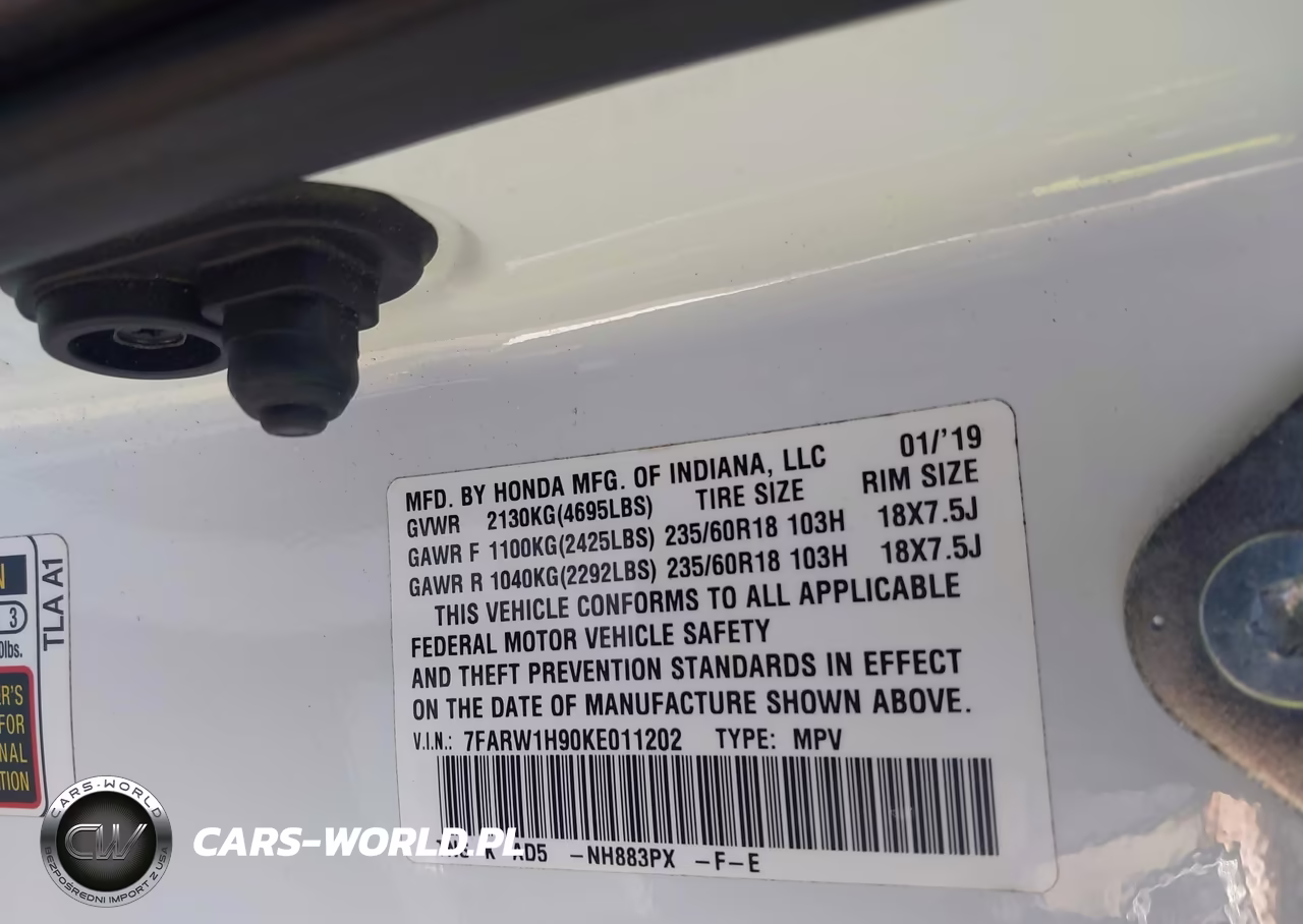 2019 Honda Cr-V Touring VIN:7FARW1H90KE011202 - 9