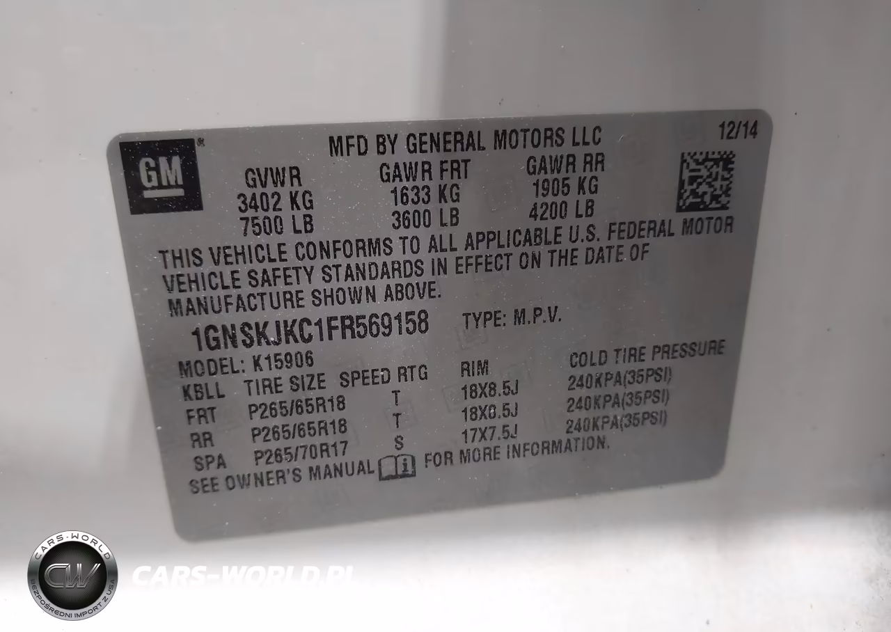 2015 Chevrolet Suburban 1500 Lt VIN:1GNSKJKC1FR569158 - 9