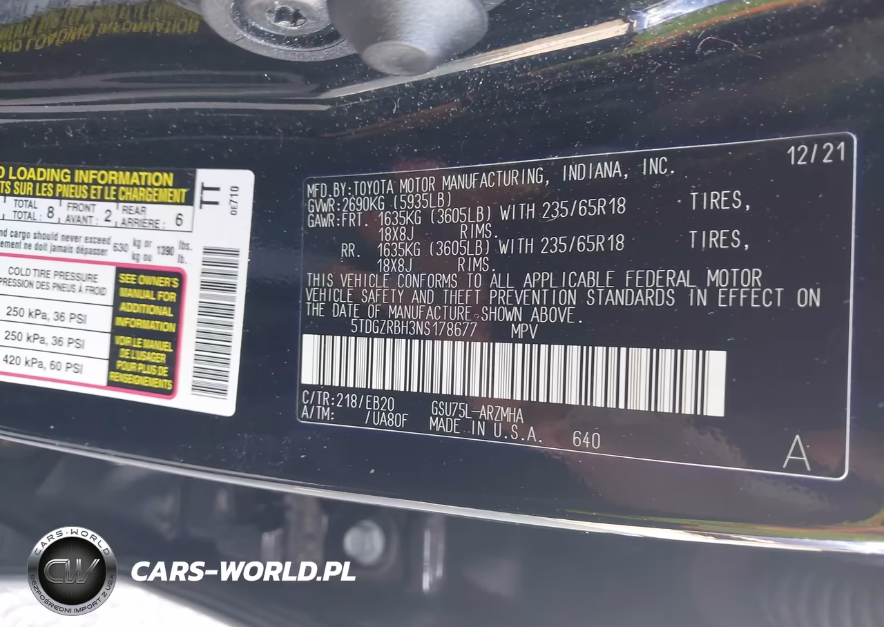 2022 Toyota Highlander Xle VIN:5TDGZRBH3NS178677 - 9