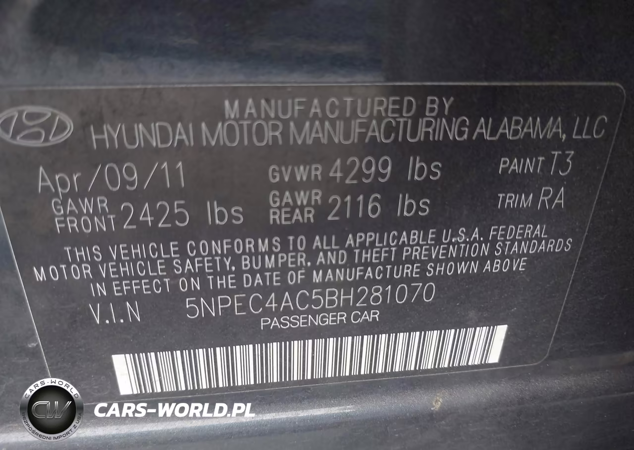 2011 Hyundai Sonata Se VIN:5NPEC4AC5BH281070 - 9