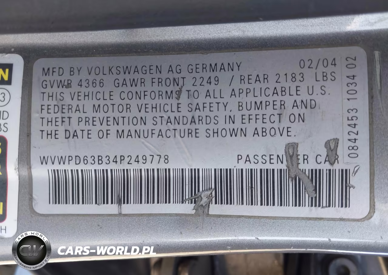 2004 Volkswagen Passat Gls VIN:WVWPD63B34P249778 - 9