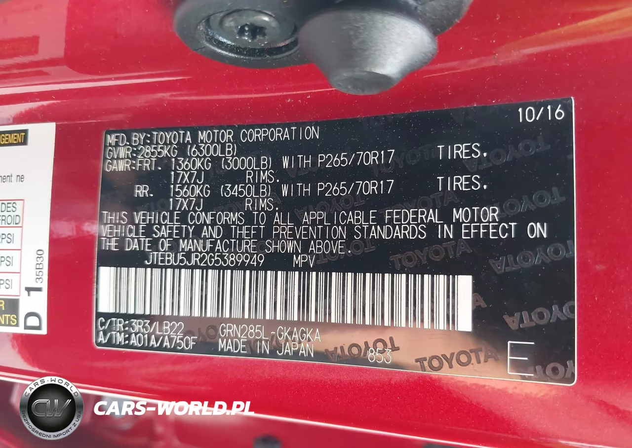 2016 Toyota 4Runner Sr5 Premium VIN:JTEBU5JR2G5389949 - 9