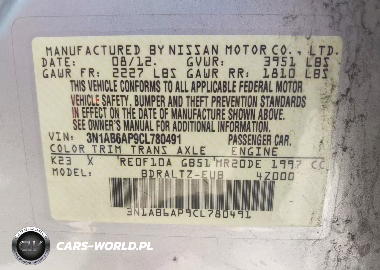 2012 Nissan Sentra 2.0 S VIN:3N1AB6AP9CL780491 - 9