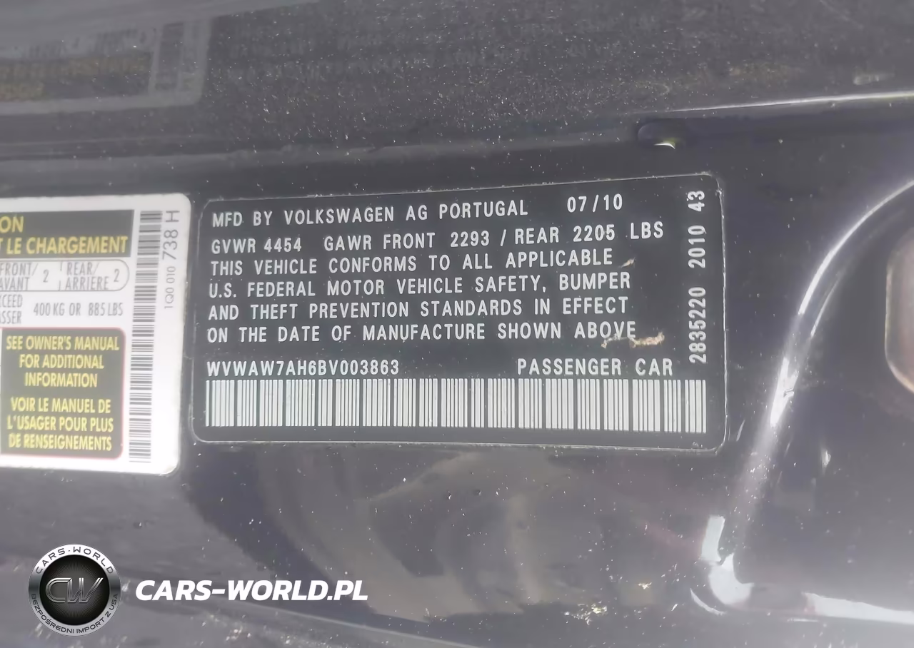 2011 Volkswagen Eos Komfort VIN:WVWAW7AH6BV003863 - 9