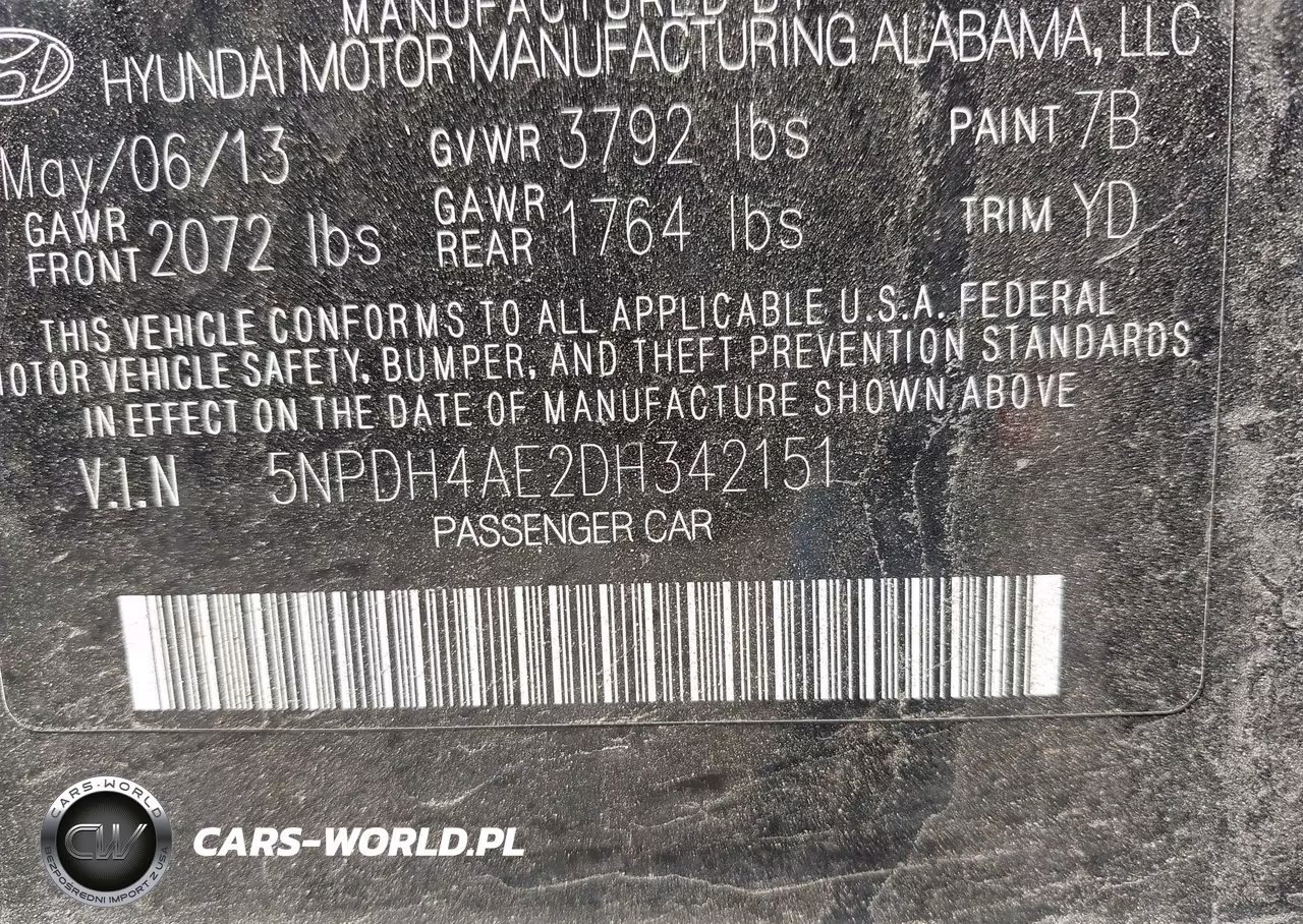 2013 Hyundai Elantra Gls VIN:5NPDH4AE2DH342151 - 9