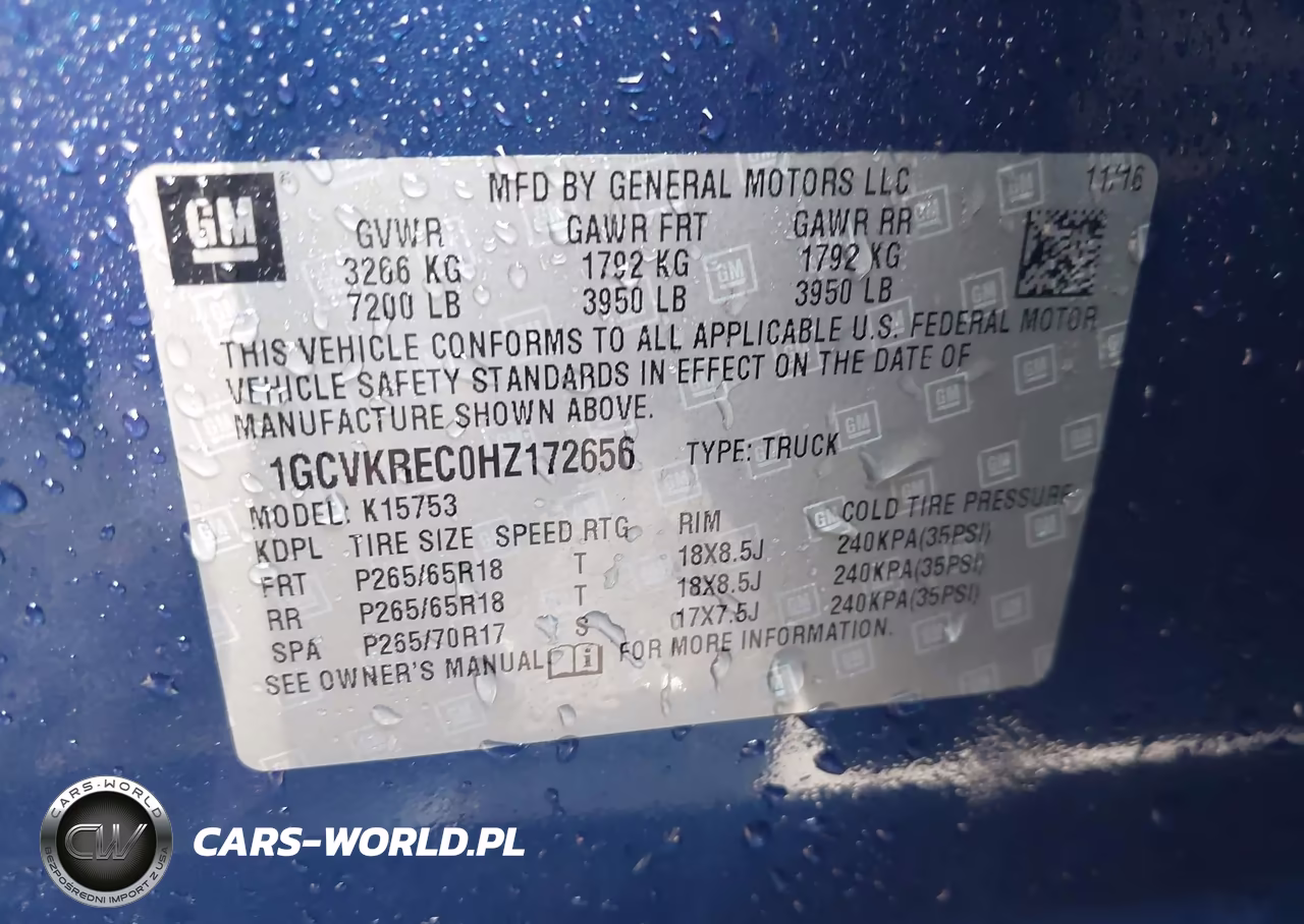 2017 Chevrolet Silverado 1500 2Lt VIN:1GCVKREC0HZ172656 - 9