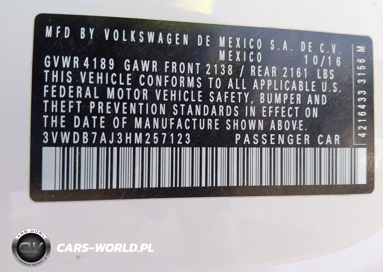 2017 Volkswagen Jetta 1.4T Se VIN:3VWDB7AJ3HM257123 - 9