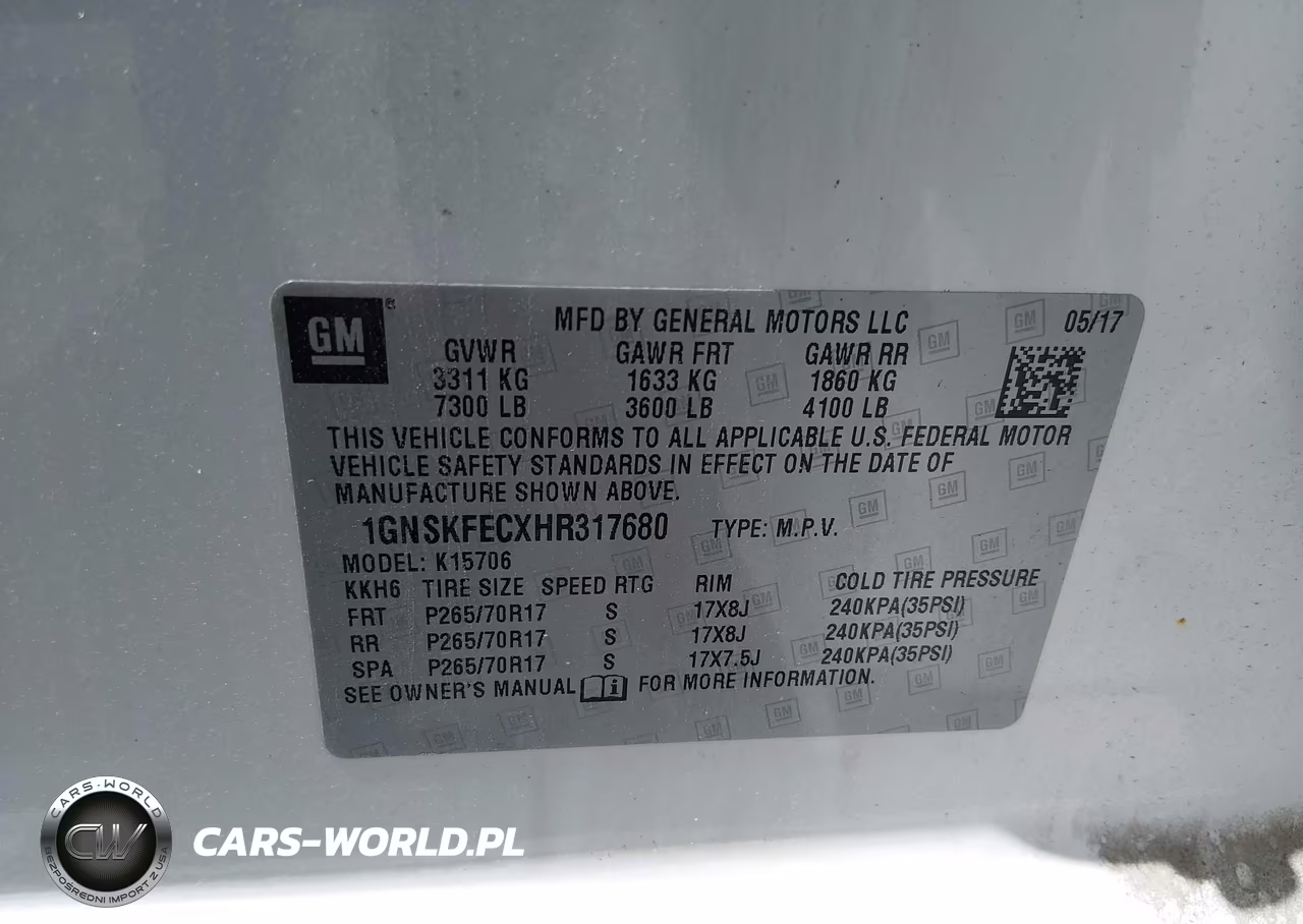 2017 Chevrolet Tahoe Commercial VIN:1GNSKFECXHR317680 - 9