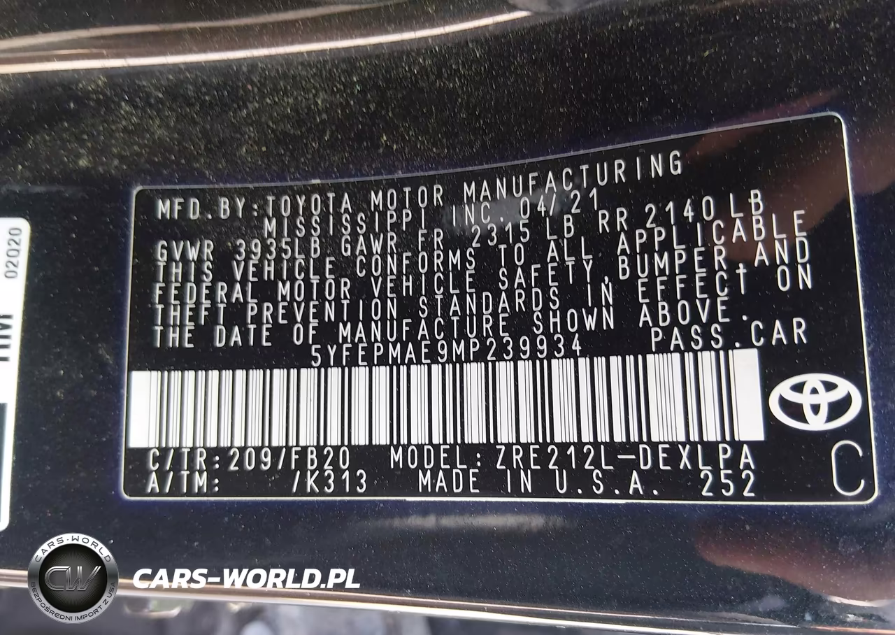 2021 Toyota Corolla Le VIN:5YFEPMAE9MP239934 - 9