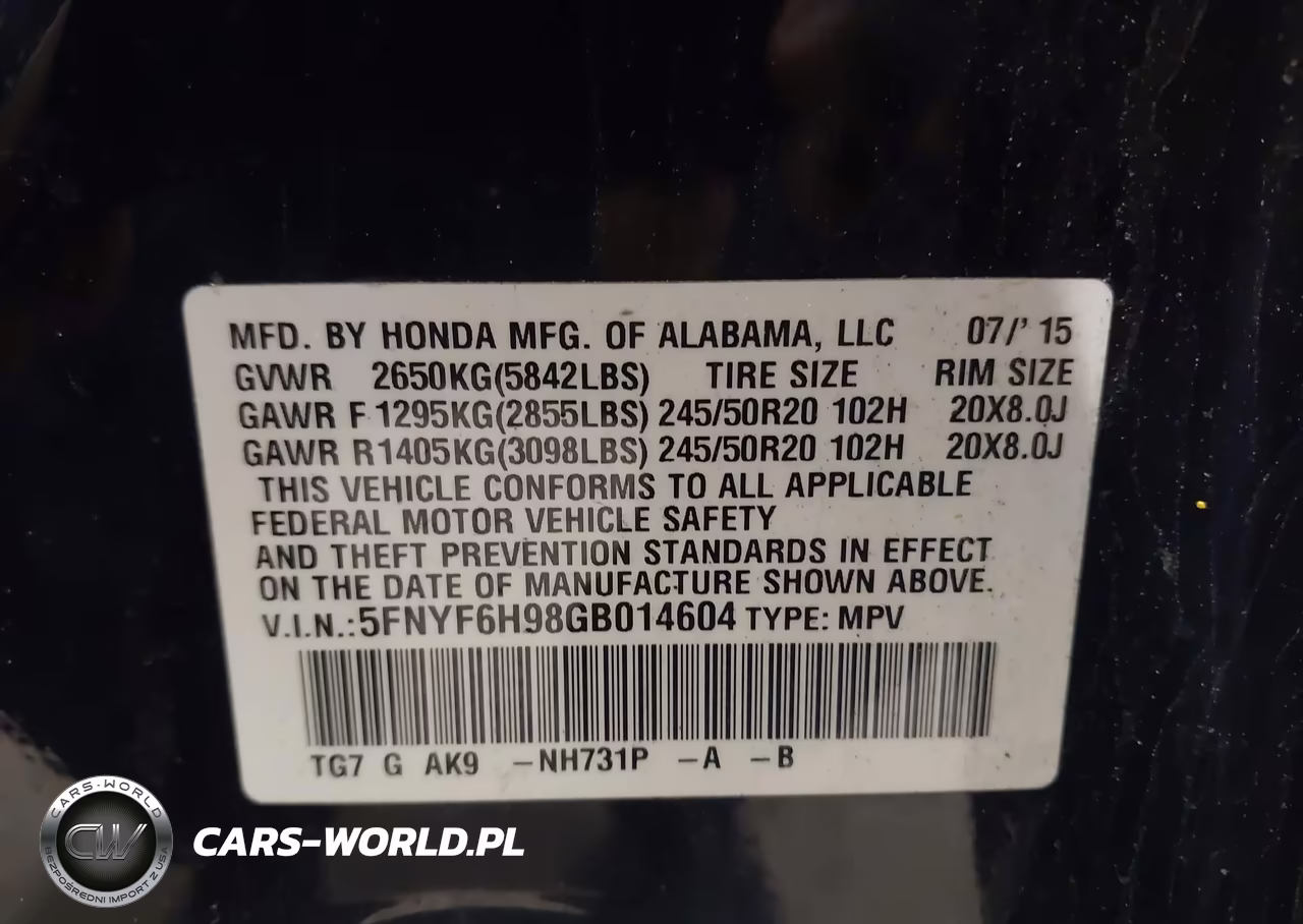 2016 Honda Pilot Touring VIN:5FNYF6H98GB014604 - 9