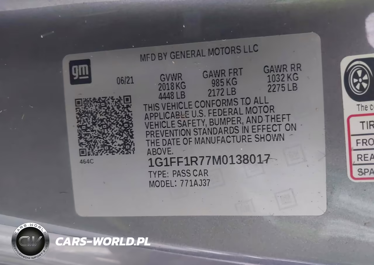 2021 Chevrolet Camaro Rwd Lt1 VIN:1G1FF1R77M0138017 - 9