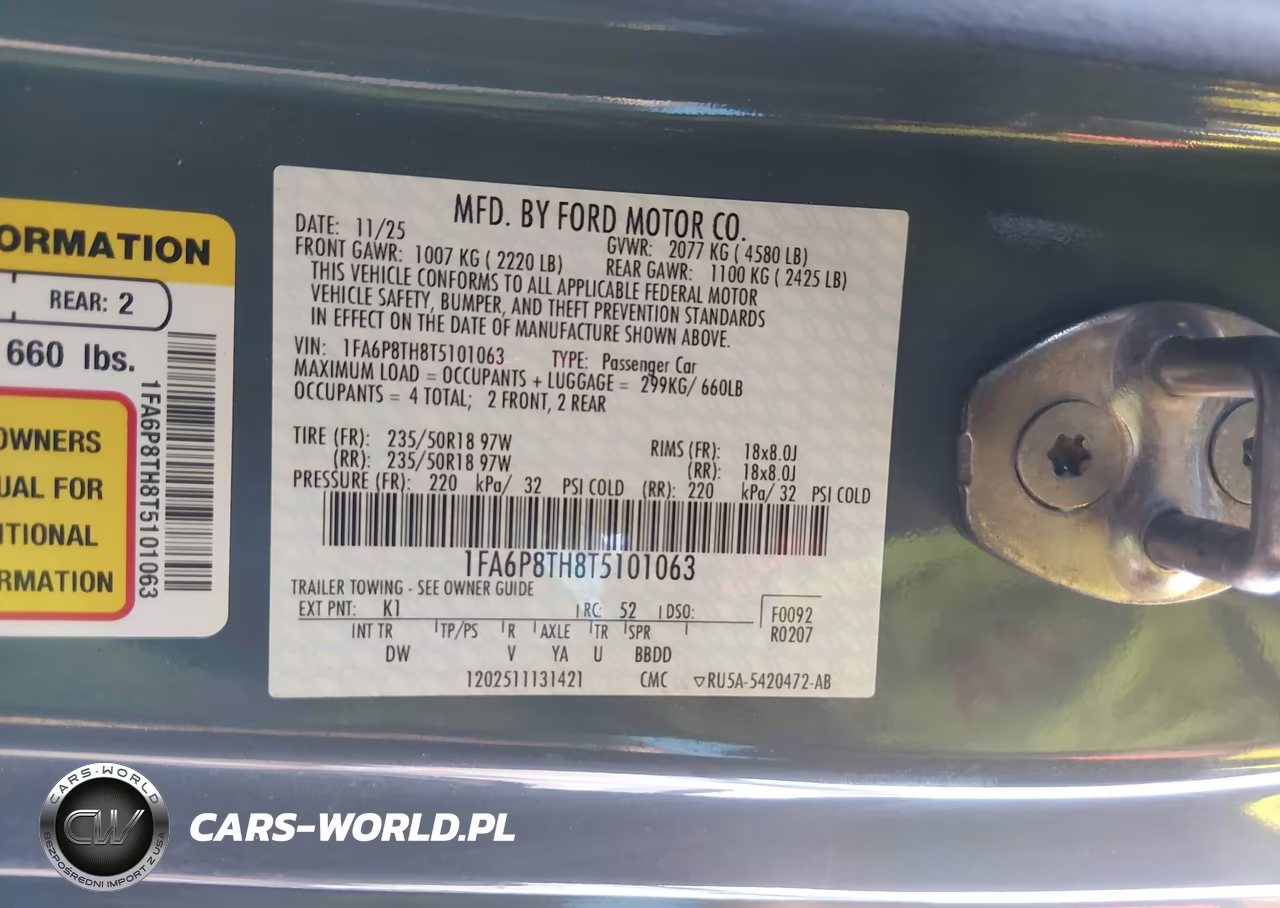 2026 Ford Mustang Ecoboost Fastback VIN:1FA6P8TH8T5101063 - 9