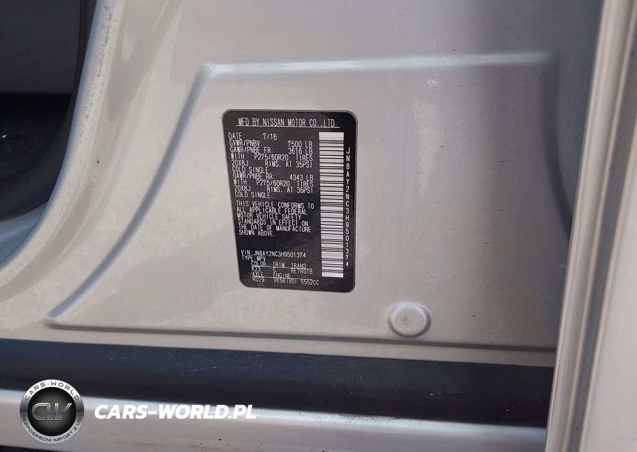 2017 Nissan Armada Sl VIN:JN8AY2NC3H9501374 - 9